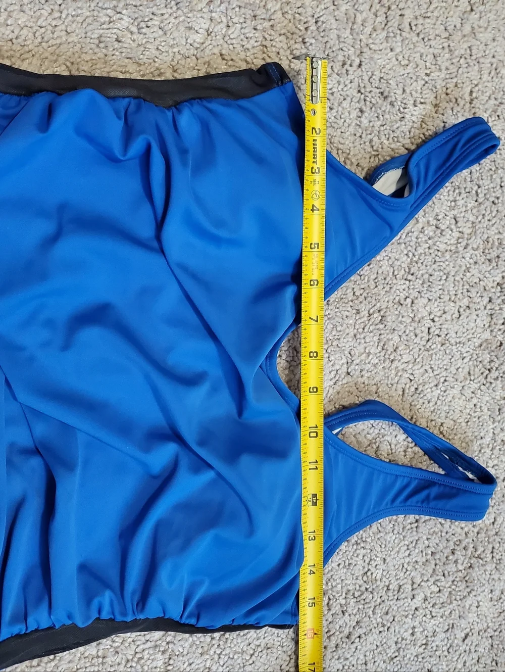DKNY Blue One Piece Ruched Conservative Swim Suit Size 14 - Picture 3 of 9